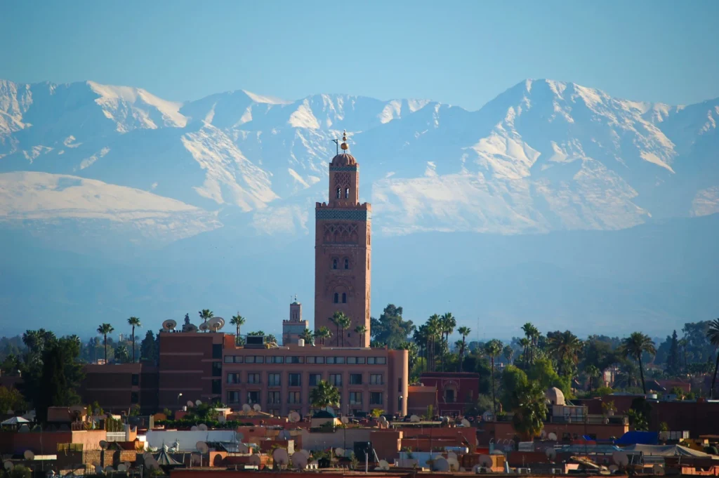 Marrakech with the Atlas Mountains in the background